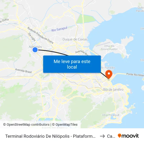 Terminal Rodoviário De Nilópolis - Plataforma C to Caju map