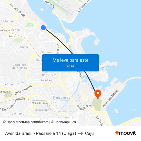 Avenida Brasil - Passarela 14 (Ciaga) to Caju map