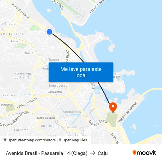 Avenida Brasil - Passarela 14 (Ciaga) to Caju map