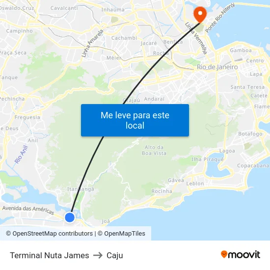 Terminal Nuta James to Caju map