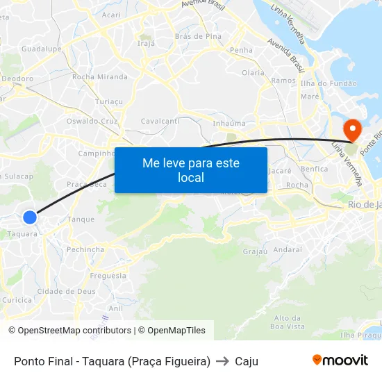 Ponto Final - Taquara (Praça Figueira) to Caju map