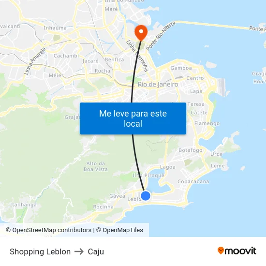 Shopping Leblon to Caju map