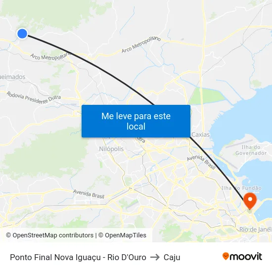 Ponto Final Nova Iguaçu - Rio D'Ouro to Caju map