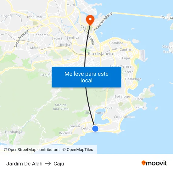 Jardim De Alah to Caju map