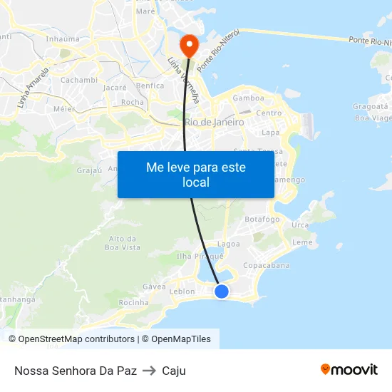 Nossa Senhora Da Paz to Caju map