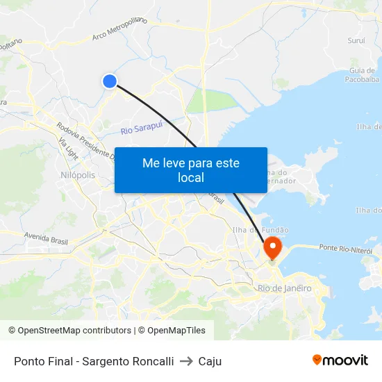 Ponto Final - Sargento Roncalli to Caju map