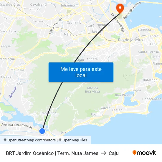 BRT Jardim Oceânico | Term. Nuta James to Caju map