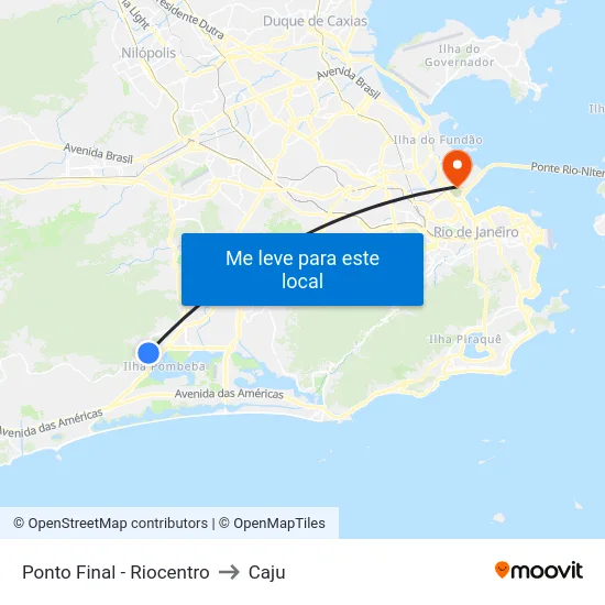 Ponto Final - Riocentro to Caju map