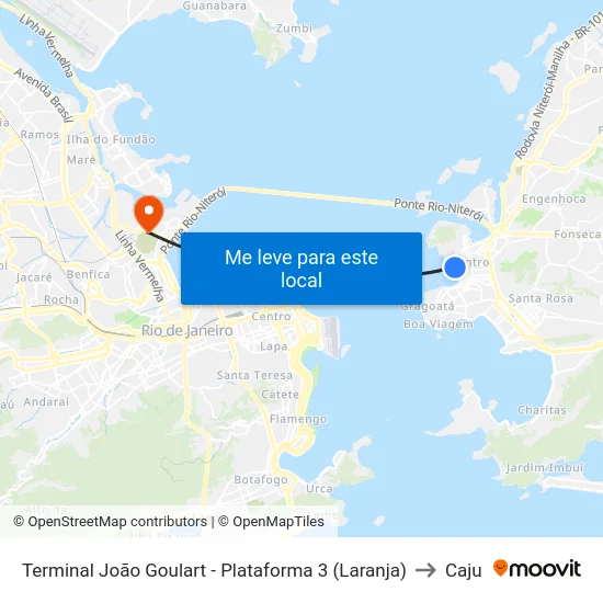 Terminal João Goulart - Plataforma 3 (Laranja) to Caju map