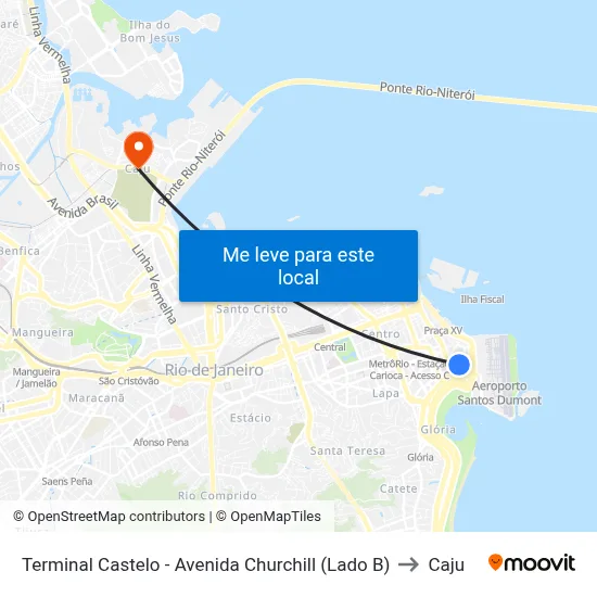Terminal Castelo - Avenida Churchill (Lado B) to Caju map