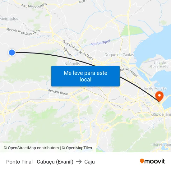 Ponto Final - Cabuçu (Evanil) to Caju map