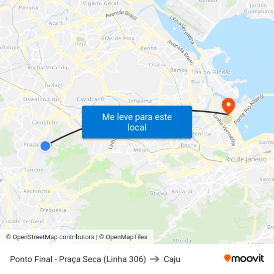 Ponto Final - Praça Seca (Linha 306) to Caju map