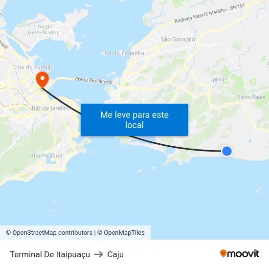 Terminal De Itaipuaçu to Caju map