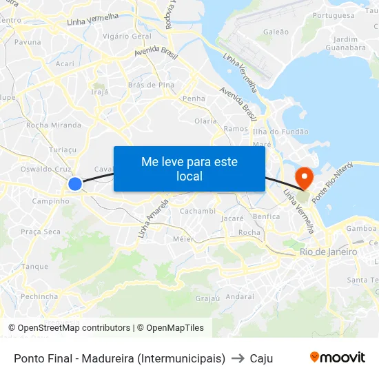Ponto Final - Madureira (Intermunicipais) to Caju map