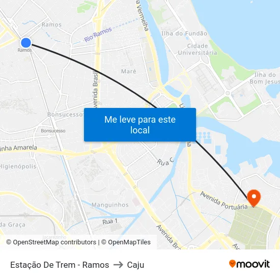 Estação De Trem - Ramos to Caju map