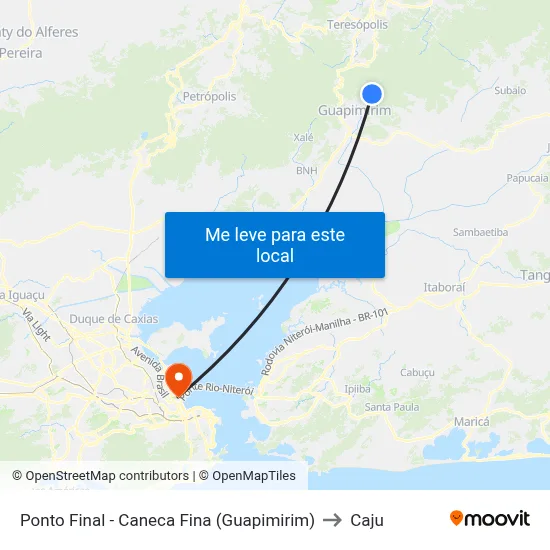 Ponto Final - Caneca Fina (Guapimirim) to Caju map