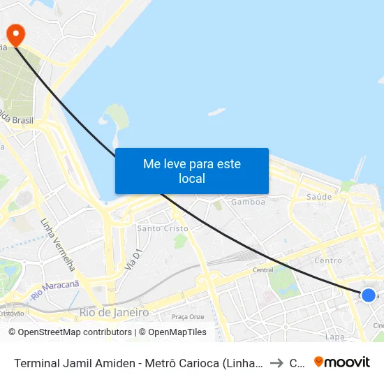 Terminal Jamil Amiden - Metrô Carioca (Linhas 217 E 229) to Caju map