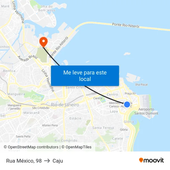 Rua México, 98 to Caju map