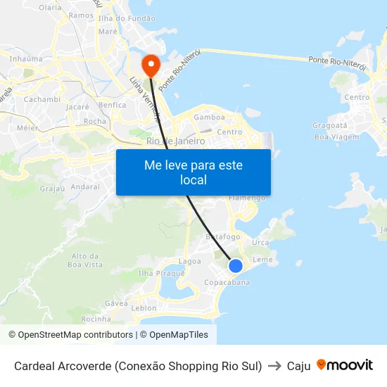 Cardeal Arcoverde (Conexão Shopping Rio Sul) to Caju map