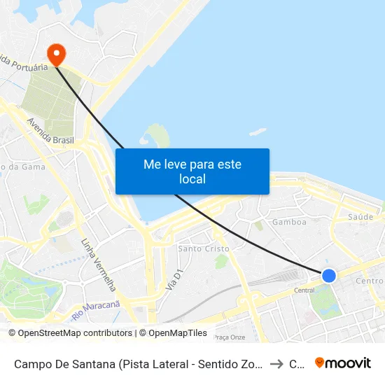 Campo De Santana (Pista Lateral - Sentido Zona Norte) to Caju map