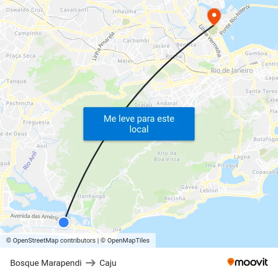 Bosque Marapendi to Caju map