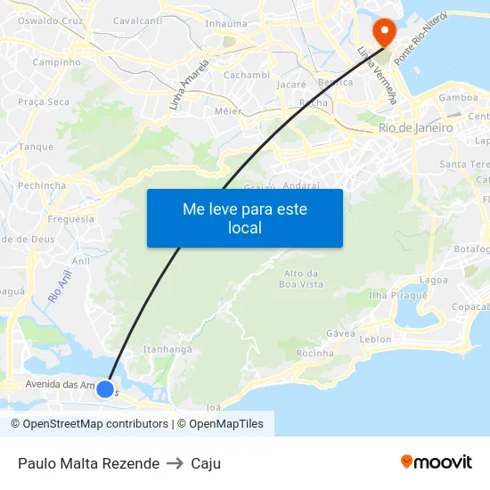 Paulo Malta Rezende to Caju map