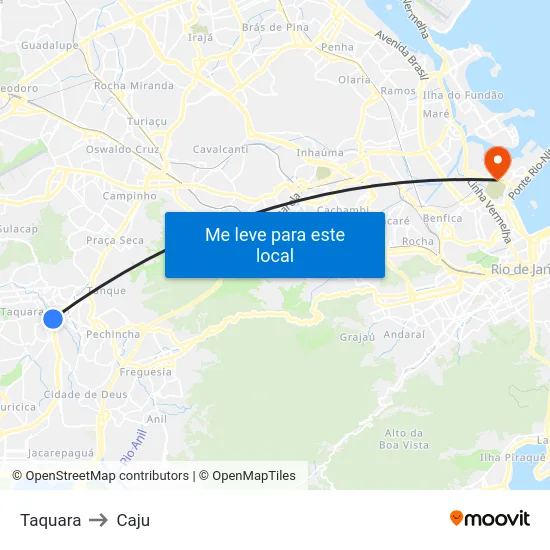 Taquara to Caju map