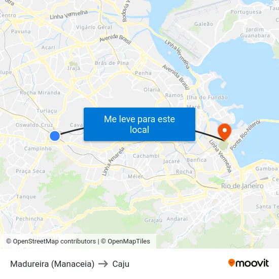 Madureira (Manaceia) to Caju map