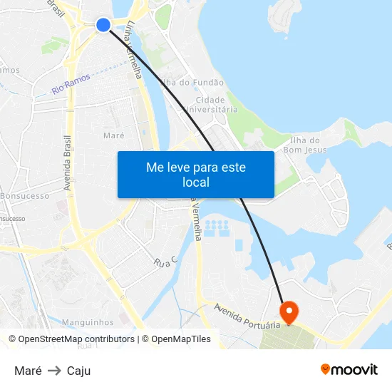 Maré to Caju map