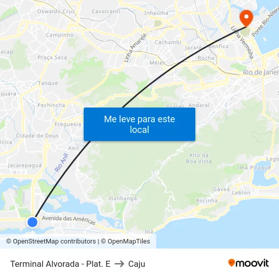 Terminal Alvorada - Plat. E to Caju map