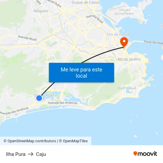 Ilha Pura to Caju map