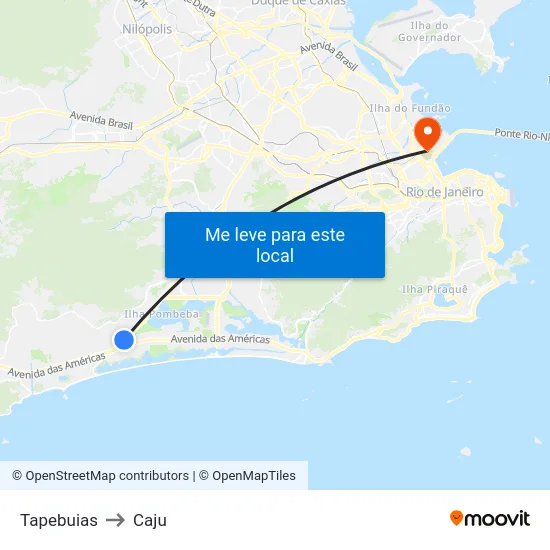 Tapebuias to Caju map