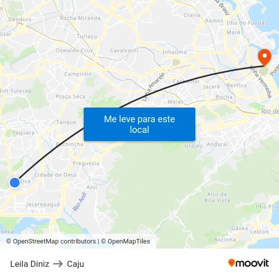 Leila Diniz to Caju map