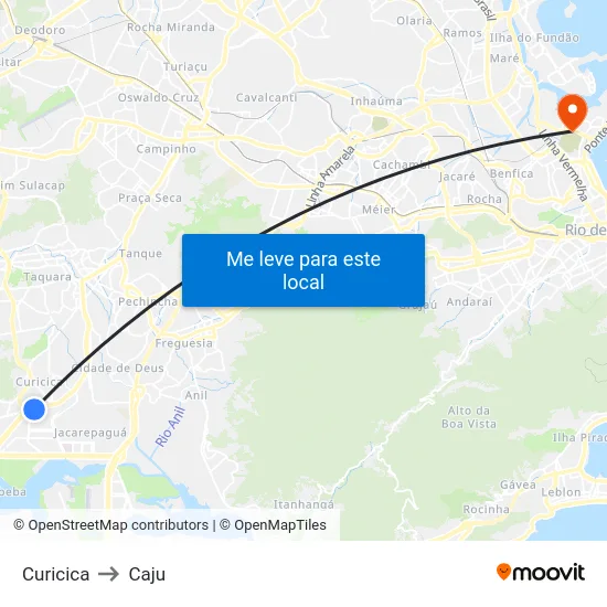 Curicica to Caju map