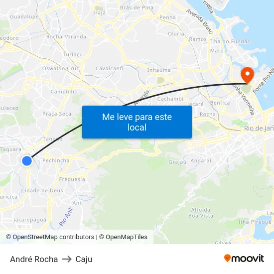 André Rocha to Caju map