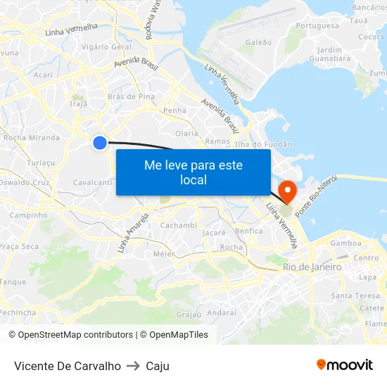 Vicente De Carvalho to Caju map