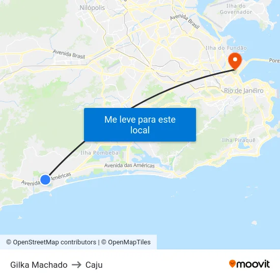 Gilka Machado to Caju map