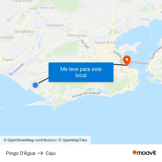 Pingo D'Água to Caju map