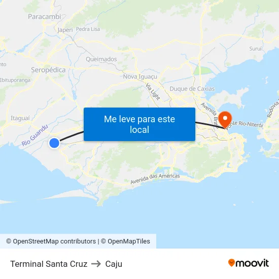 Terminal Santa Cruz to Caju map