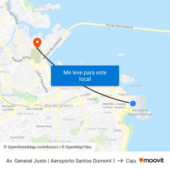 Av. General Justo | Aeroporto Santos Dumont ✈ to Caju map