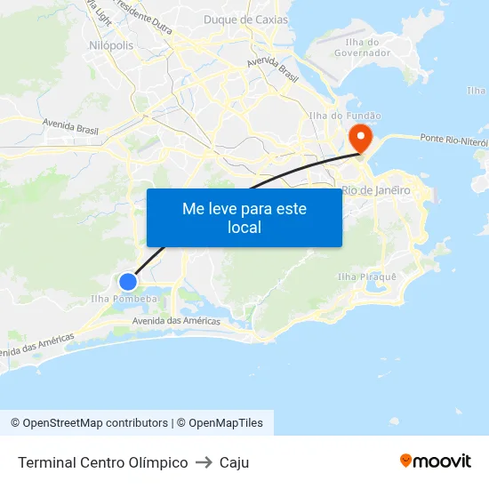 Terminal Centro Olímpico to Caju map
