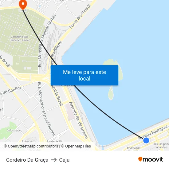 Cordeiro Da Graça to Caju map