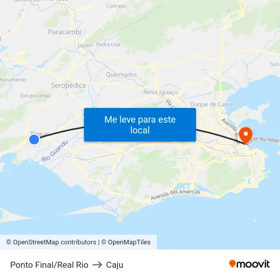 Ponto Final/Real Rio to Caju map