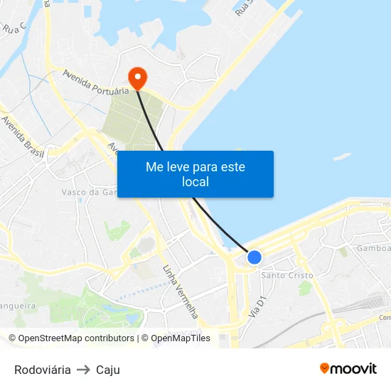 Rodoviária to Caju map