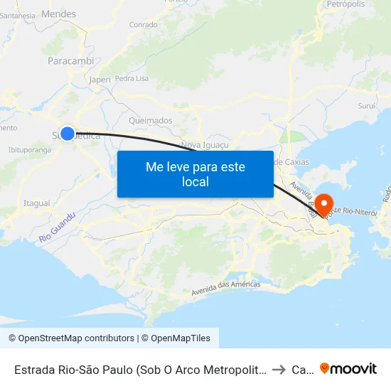 Estrada Rio-São Paulo (Sob O Arco Metropolitano) to Caju map