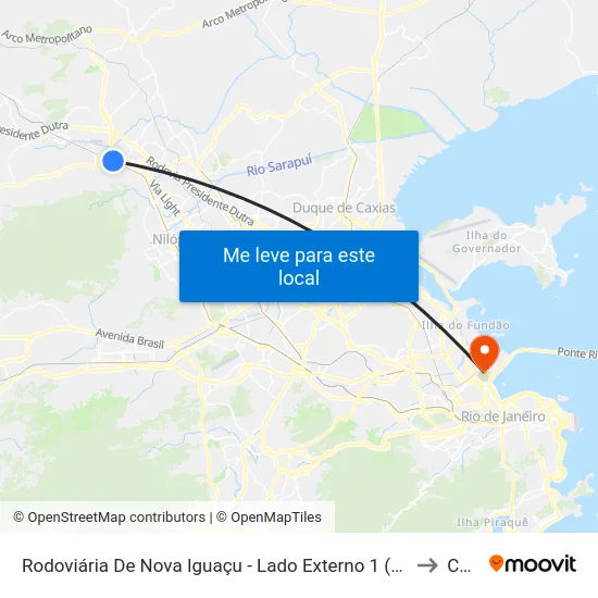 Rodoviária De Nova Iguaçu - Lado Externo 1 (Evanil) to Caju map