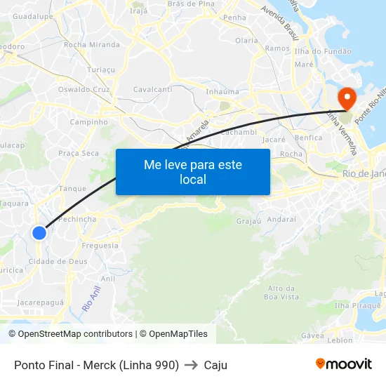 Ponto Final - Merck (Linha 990) to Caju map
