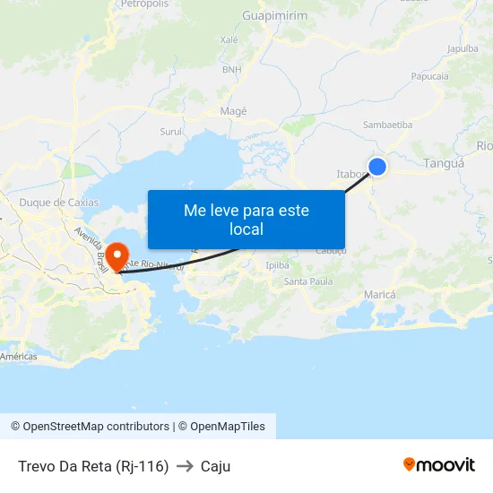 Trevo Da Reta (Rj-116) to Caju map