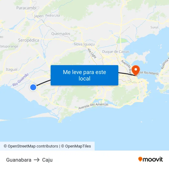 Guanabara to Caju map