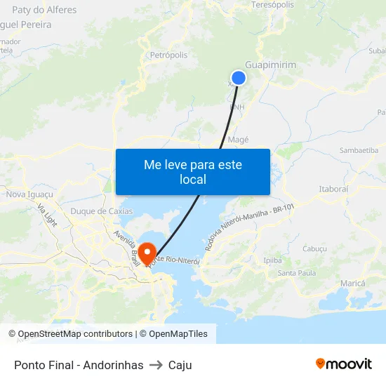 Ponto Final - Andorinhas to Caju map